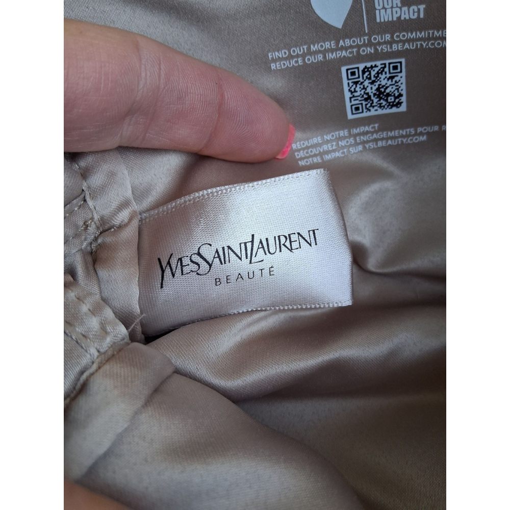 New Yves Saint Laurent Beige Cosmetic Bag Pouch Makeup Small - Picture 9 of 10